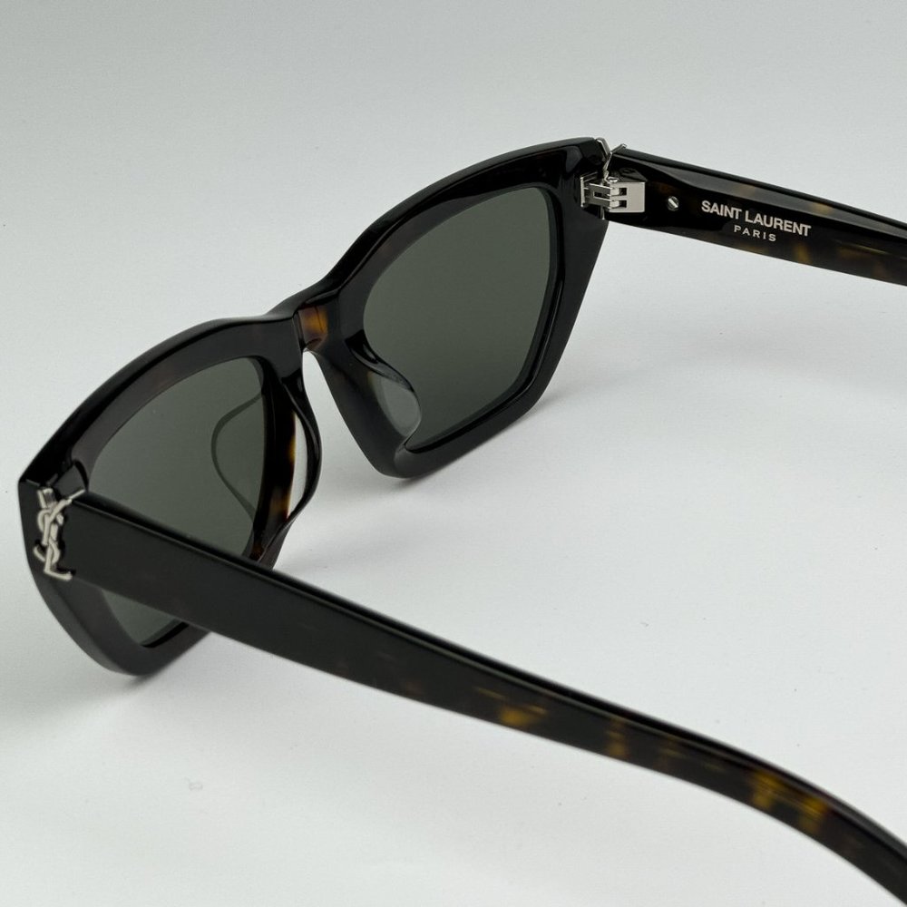 Saint Laurent SLM127/F 002 BRAND NEW Sunglasses Havana Green Cat Eye Women - Picture 11 of 14